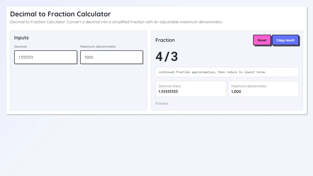 Decimal to Fraction Calculator teaser image