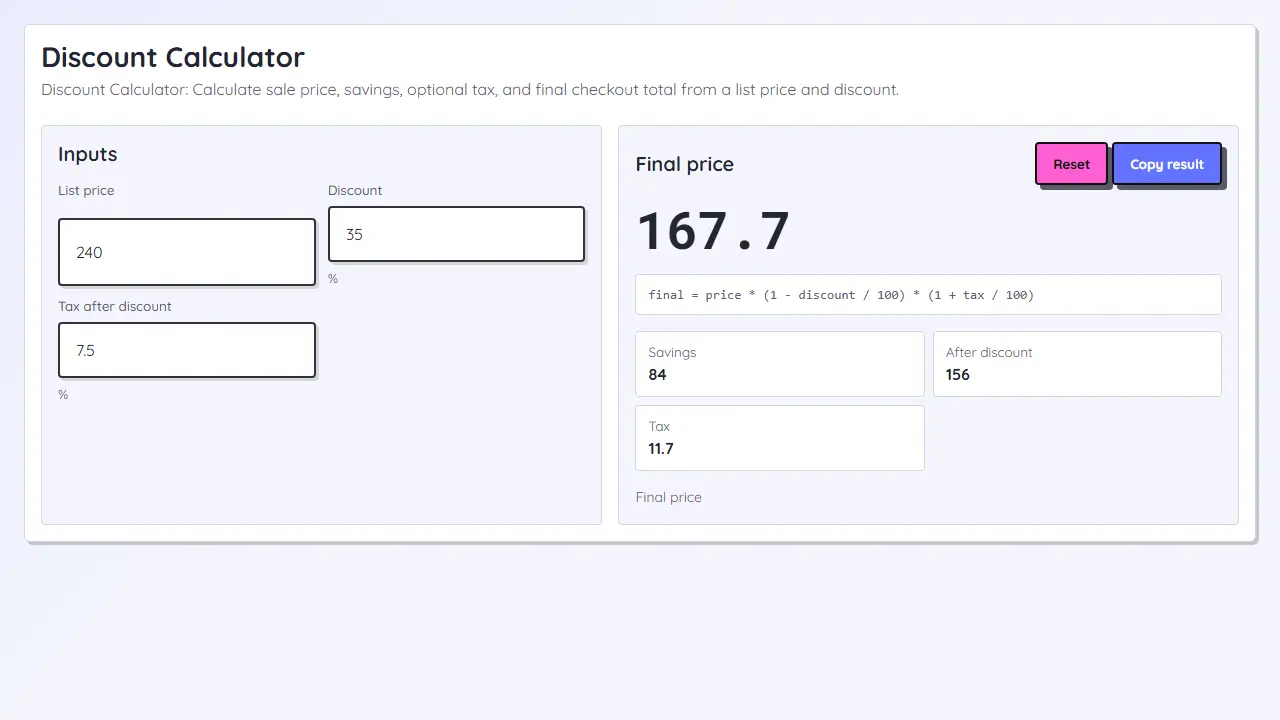 Discount Calculator teaser image
