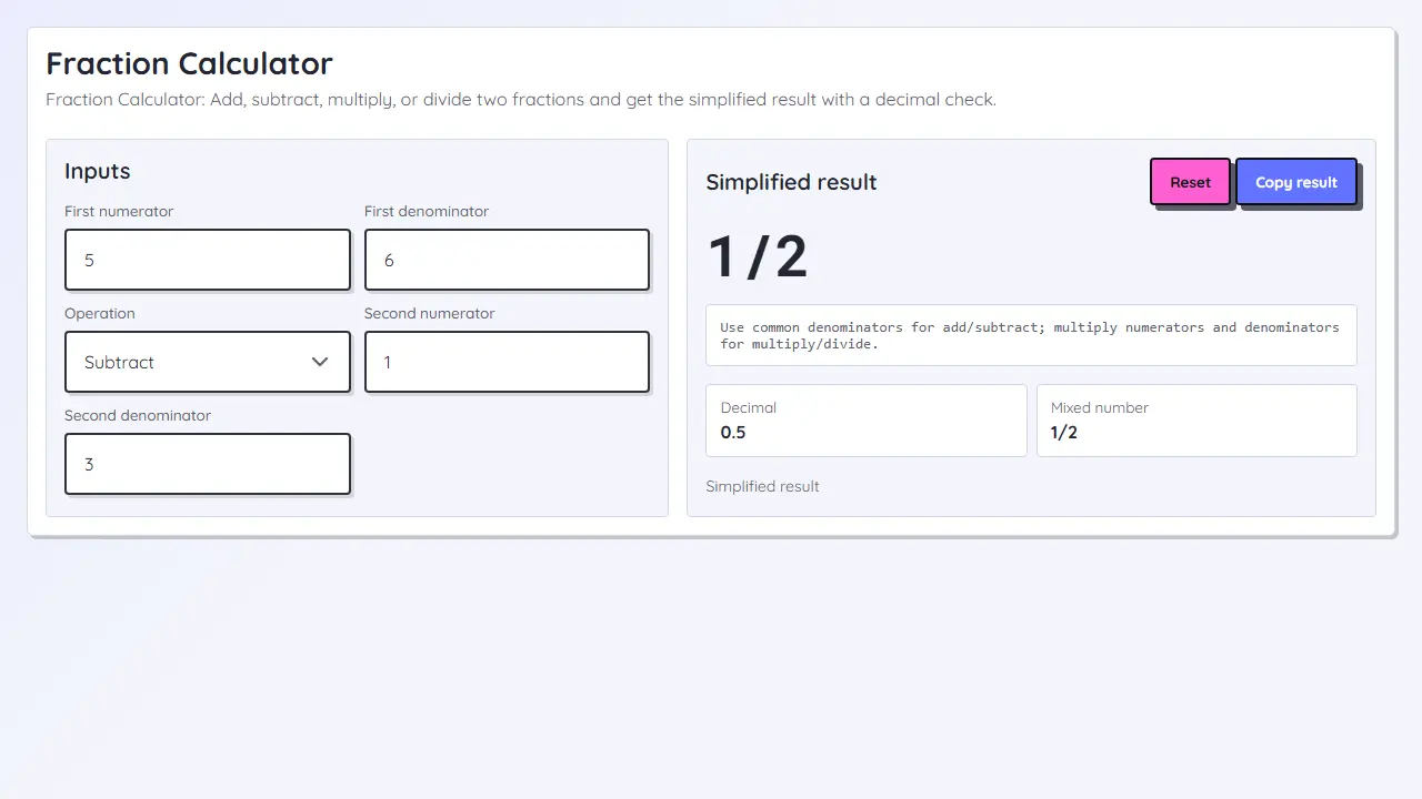 Fraction Calculator teaser image